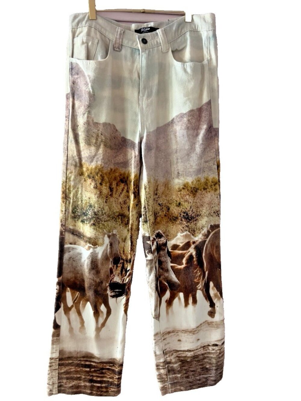 JADED LONDON Size 32 x 29"L Unisex Horse Scene Printed Jeans Western SKATER FIT